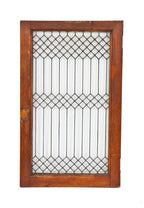 original early 20th century american chicago graystone built-in leaded glass cabinet door with strongly geometric design motifs
