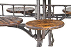 very scarce c. 1918-1922 original american industrial "sani lunch room" eight swing-out seat stationary table with refinished cast iron base