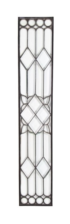 all original c. 1900-1901 antique american late victorian era all-bevel cut leaded glass exterior residential entrance sidelight