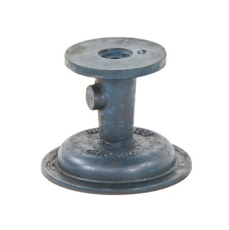vintage america industrial heavy cast iron "new old stock" steam valve stem bonnet with embossed lettering and distressed blue paint finish