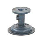 vintage america industrial heavy cast iron "new old stock" steam valve stem bonnet with embossed lettering and distressed blue paint finish