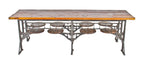 very scarce c. 1918-1922 original american industrial "sani lunch room" eight swing-out seat stationary table with refinished cast iron base