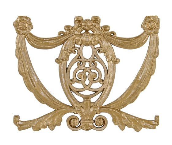 original and remarkably intact historically important c. 1926 metallic gold enameled cast aluminum interior new palace theater baluster with decorative swag and intricate scrollwork