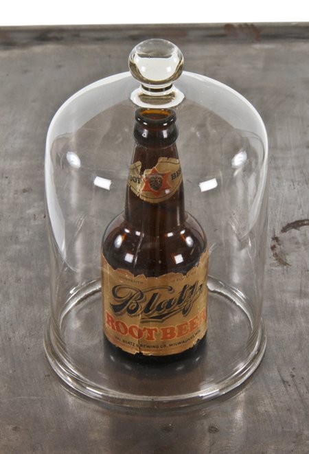 c. 1920's vintage american medical medium-sized "seeded" glass bench or tabletop specimen vacuum bell jar with intact knob handle