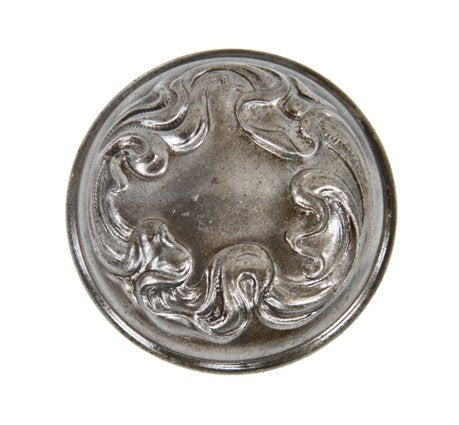 turn of the century american antique art nouveau style ornamental pressed steel "alby" pattern interior residential passage size doorknob