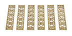 lot of six matching original c. 1920's american interior "new palace" theater house ornamental cast iron balustrade panels with gold enameled finish