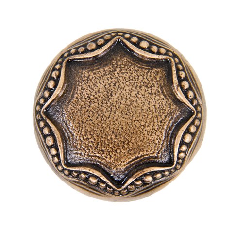 unusually designed early 20th century ornamental cast bronze metal interior residential "calvert" pattern doorknob with beaded border