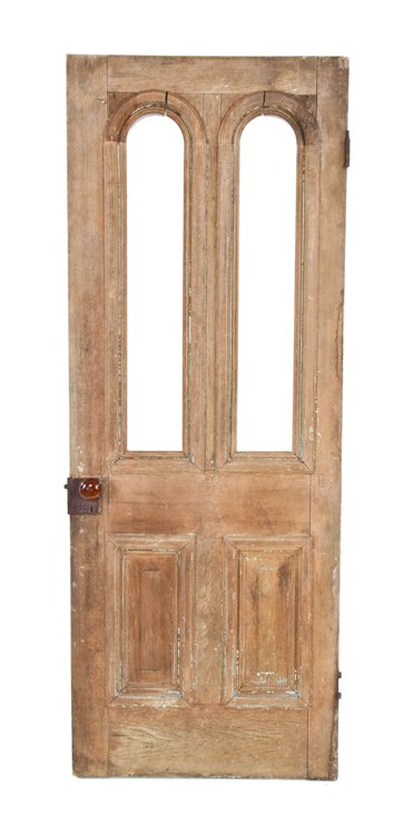 nicely aged early american pre-chicago fire residential double arch top rear entrance door with intact built-up molding