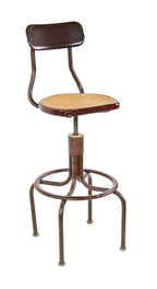 all original c. 1939-45 american industrial adjustable height telephone switchboard operator revolving stool with tubular steel four-legged base