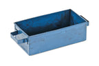 intact c. 1940's vintage industrial folded and pressed heavy gauge steel single compartment storage bin with blue paint finish