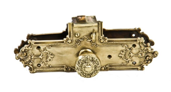 original and remarkably intact early 20th century american rococo revival exterior residential ornamental cast brass door "unit lock"