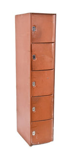 original c. 1940's freestanding american art deco period streamlined style five unit "centennial" bowling alley locker