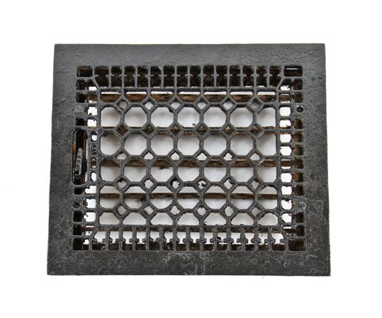 19th century antique american victorian era "geometric design" ornamental cast iron floor or wall louvered ventilation grate