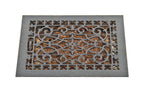 19th century ornamental black enameled cast iron interior residential wall or floor louvered grate with intricate design