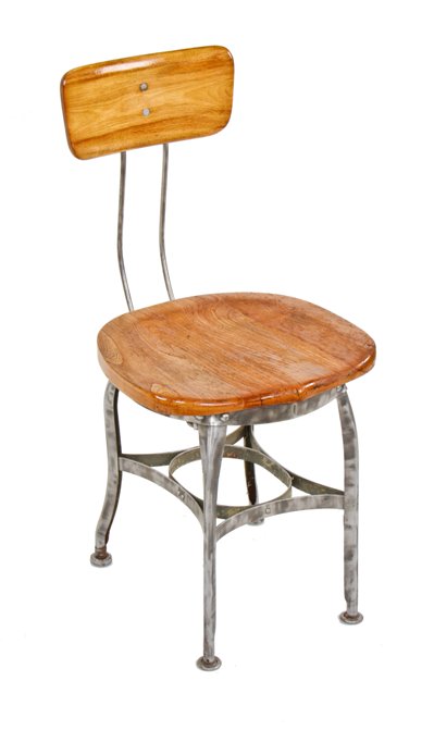 rare vintage american industrial western union office "morse operator" uhl art steel stationary chair with original backrest