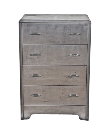 c. 1930's american vintage medical "turk" machine age hospital room multi-drawer bedside dresser comprised of cold-rolled furniture steel