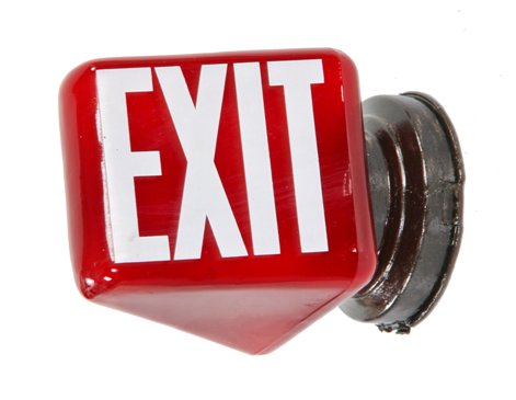 original c. 1930's american interior movie house double-sided illuminated ruby red glass wedge-shaped exit wall sconce