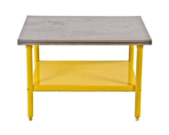 unique vintage american industrial chicago public school commercial kitchen low-lying stainless steel stable with four-legged tubular steel base