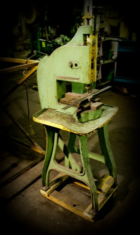 matching set of early 1940's vintage american industrial refinished cast iron factory arbor press machine bases or legs with floor plates