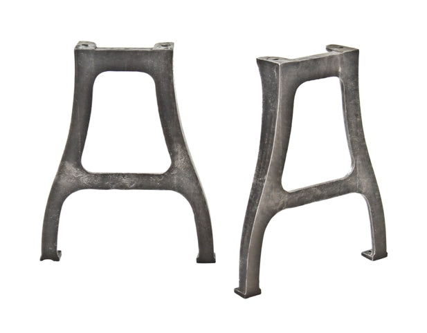 matching set of early 1940's vintage american industrial refinished cast iron factory arbor press machine bases or legs with floor plates