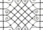 remarkably ornate late 1870's american oversized exterior black enameled twisted and scrolled wrought iron chicago mansion window guard