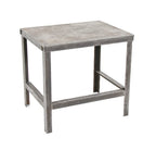 custom-built late 1940's all-welded american industrial brushed heavy gauge steel four-legged angled steel stationary table