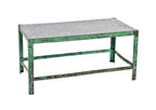 well-proportioned late 1940's american industrial angled iron factory machine shop four-legged work station with brushed metal tabletop