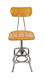 original and fully functional c. 1930's clement uhl stationary pressed and folded cold-rolled steel swivel chair with backrest