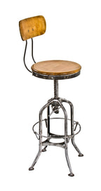 all original and completely intact c. 1930's american industrial clement uhl designed adjustable height stool with fully functional clutch