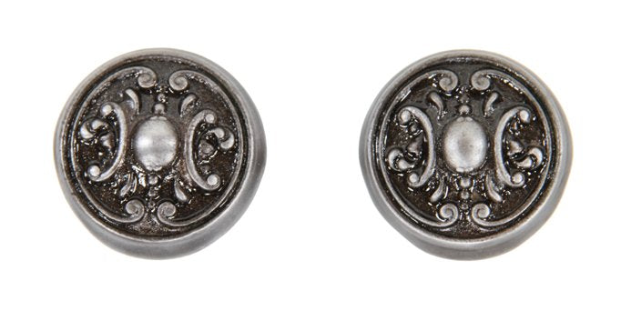 matching pair of early 20th century american antique ornamental cast iron "reole" pattern interior residential passage size doorknobs