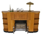 exceptional c. 1930's american art deco machine age interior residential chrome plated steel fireplace gas unit heater with original radiating elements