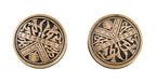 pair of original american eastlake style 19th century "egyptian" pattern ornamental cast brass residential drum-shaped doorknobs
