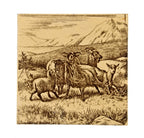 c. 1885 all original antique aesthetic movement pastoral minton sepia-toned transfer print ceramic residential "goats" fireplace tile