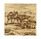 original c. 1885 aesthetic movement pictorial "animals on the farm" william wise designed transferware ceramic fireplace tile with allover crazing