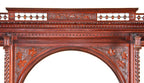 extraordinary all original 19th century american aesthetic movement carved solid mahogany wood residential full fireplace mantel with original dark stained finish