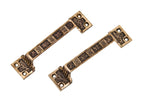 matching "ivy" pattern interior residential american eastlake style ornamental cast brass window sash lifts or pulls with black enameled inlay