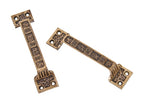 set of antique american eastlake style c. 1880's ornamental cast brass "ivy" pattern david c. cook mansion window sash pulls or lifts