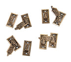 lot of four matching c. 1880's antique american eastlake style ornamental cast brass "oriental" pattern residential window shutter bars with keepers