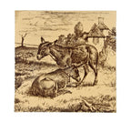 c. 1885 original 6 x 6 inch interior residential sepia-toned transferware minton ceramic fireplace tile with lightly crazed surface