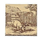 lightly crazed original william wise minton "animals on the farm" interior residential aesthetic movement fireplace surround tile