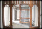 complete and original c. 19th century american david c. cook mansion faux wood grain finish room divider or colonnade complete with boxes and corbels
