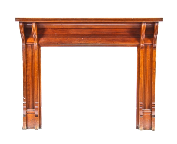 attractive c. 1886 american antique victorian era solid cherry wood residential bedroom fireplace mantel with original mahogany-stained finish