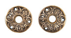 two matching c. 1880's american ornamental cast brass victorian era interior residential doorknob rosettes with repeating palmette motif