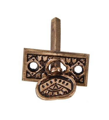19th century american eastlake style "oriental" pattern ornamental cast brass interior residential privacy latch thumbtwist with matching escutcheon