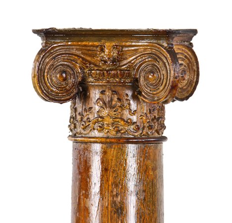 original c. 1910 american chicago graystone interior residential varnished oak wood colonnades with largely intact ornamental composite capitals