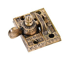 oversized c. 1886 original american ornamental cast bronze "ivy" pattern eastlake style interior residential window sash lock with enameled inlay