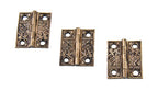 group of three matching fully functional c. 1880's american ornamental cast brass "bamboo" pattern interior residential window shutter butt hinges