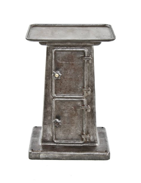 very unusual c. 1920's american industrial freestanding cast iron factory machine pedestal base with two distinct interior compartments