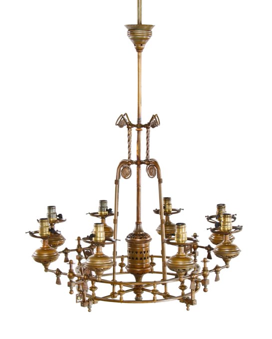 largely intact exemplary 19th century american aesthetic movement dan miller of elgin mansion thackara electrified interior ornamental bronze ceiling fixture
