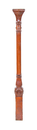 original and intact 19th century american aesthetic movement interior david c. cook mansion carved cherry wood wall-mount pilaster with elaborate floral motifs